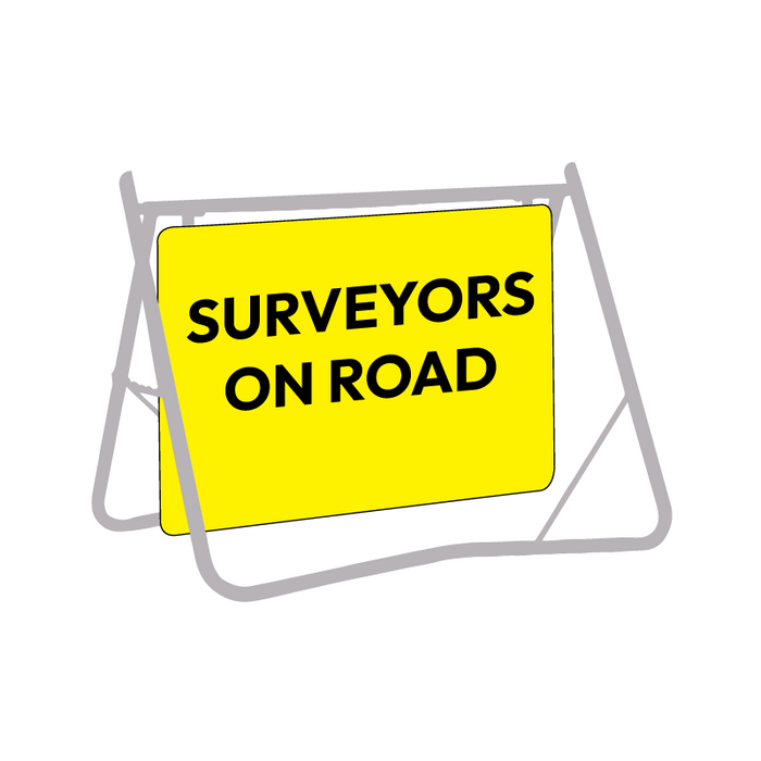 Surveyors on Road, 900 x 600mm Metal, Class 1 Reflective, Swing Stand