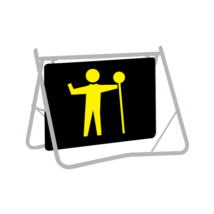 Symbolic Traffic Controller, Night Use, 900 x 600mm Metal, Class 1 Reflective, Swing Stand