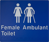 Braille Sign, Female Toilet & Female Ambulant Toilet, 210 x 180mm, Blue/White PVC