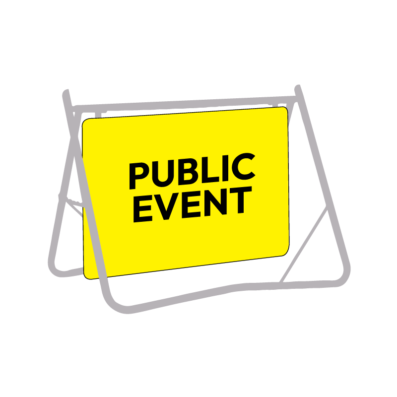 Public Event, 900 x 600mm Metal, Class 1 Reflective, Swing Stand ...